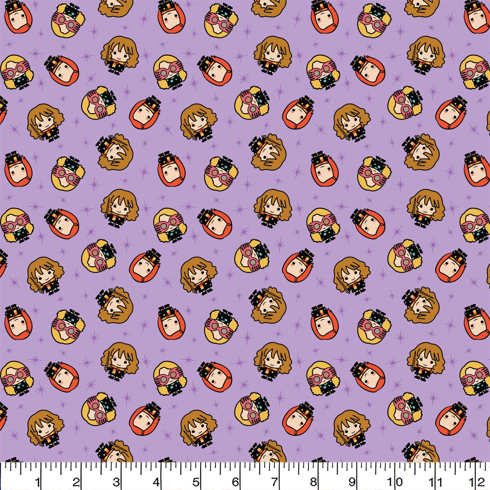 Harry Potter™ Purple Kawaii Girls Toss Cotton Fabric